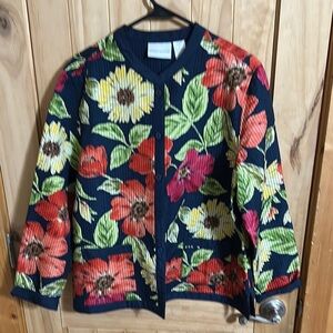 Alfred Dunner Floral Button-Up Light Jacket